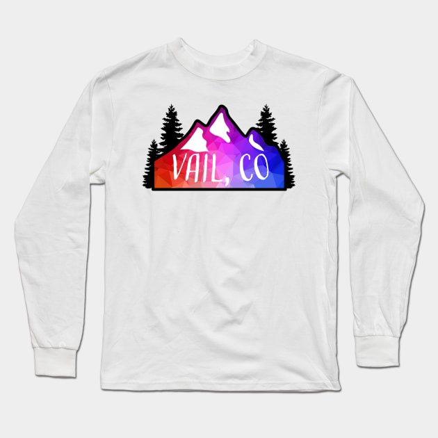 Geometric Colorful Mountain Vail, Colorado Long Sleeve T-Shirt by KlehmInTime